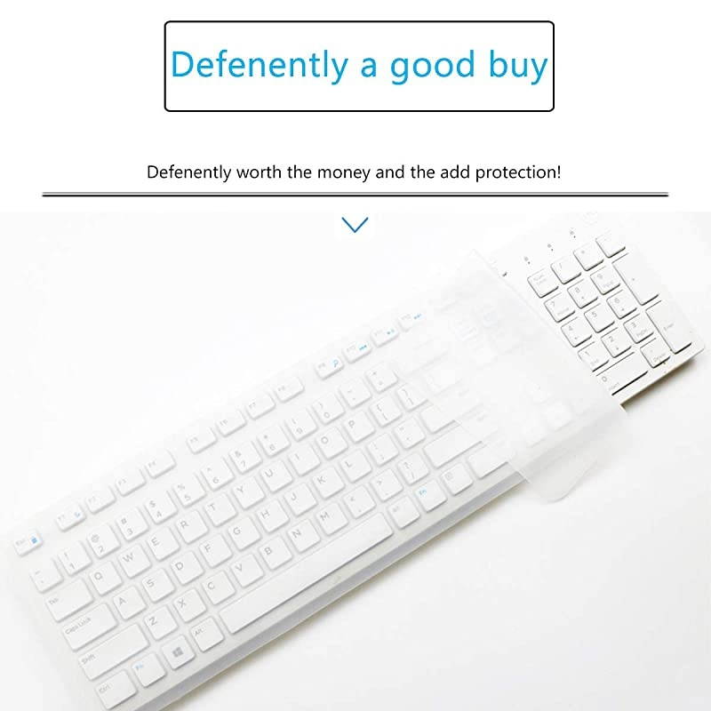x 5.51" Universal Keyboard Cover Skin Design for Standard Size PC Computer Desktop Keyboards, Clear Waterproof Anti-Dust Silicone-Clear