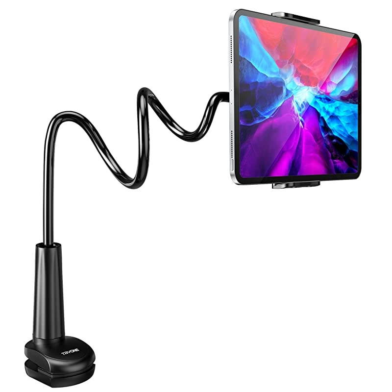 Gooseneck Tablet Stand, Tablet Mount Holder for iPad iPhone Series/Nintendo Switch/Samsung Galaxy Tabs/ Kindle Fire HD and More, 30in Overall Length(Black)