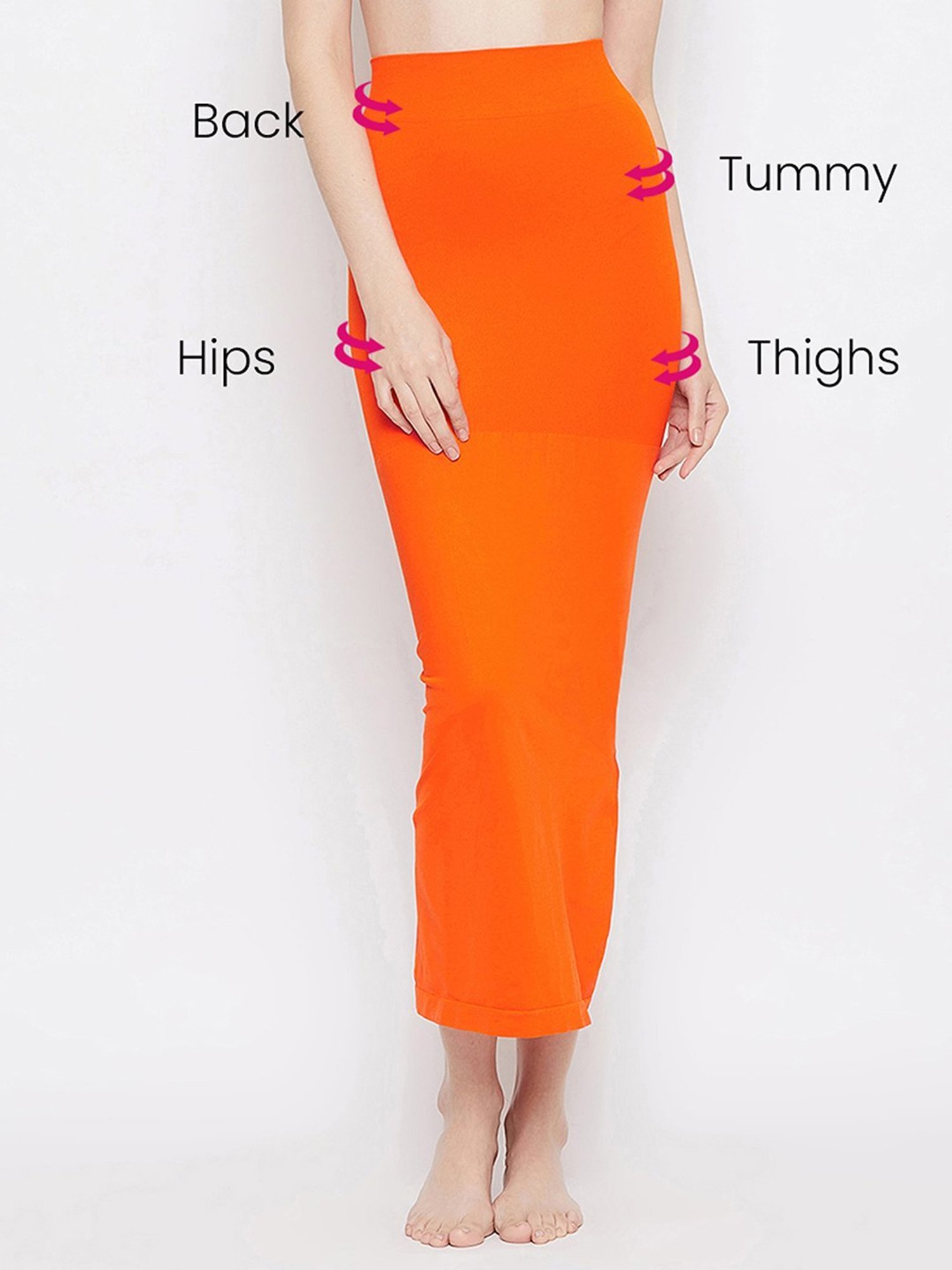 Clovia Orange Plain Saree Shapewear