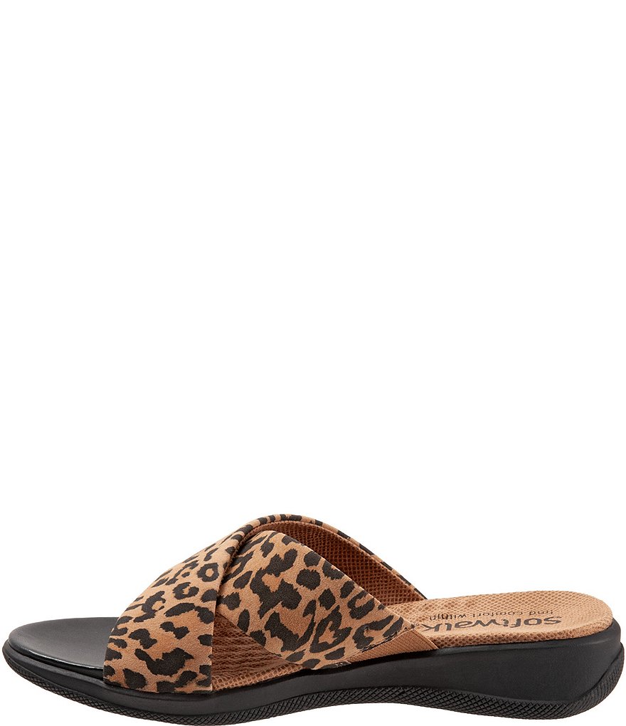 Softwalk Tillman II Cheetah Print Leather X Band Wedge Slides