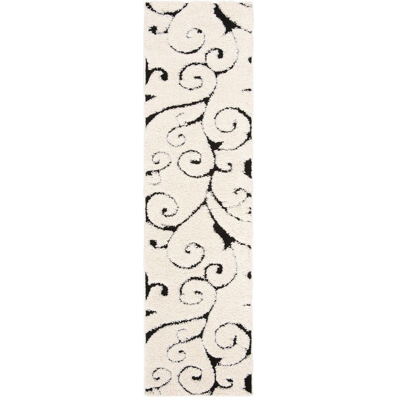 2'2"x8' Runner Swirl Loomed Rug Ivory/Black - Safavieh
