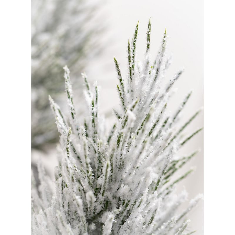 Sullivans Flocked Pine Artificial Tree Set of 2, 11"H & 9"H Green