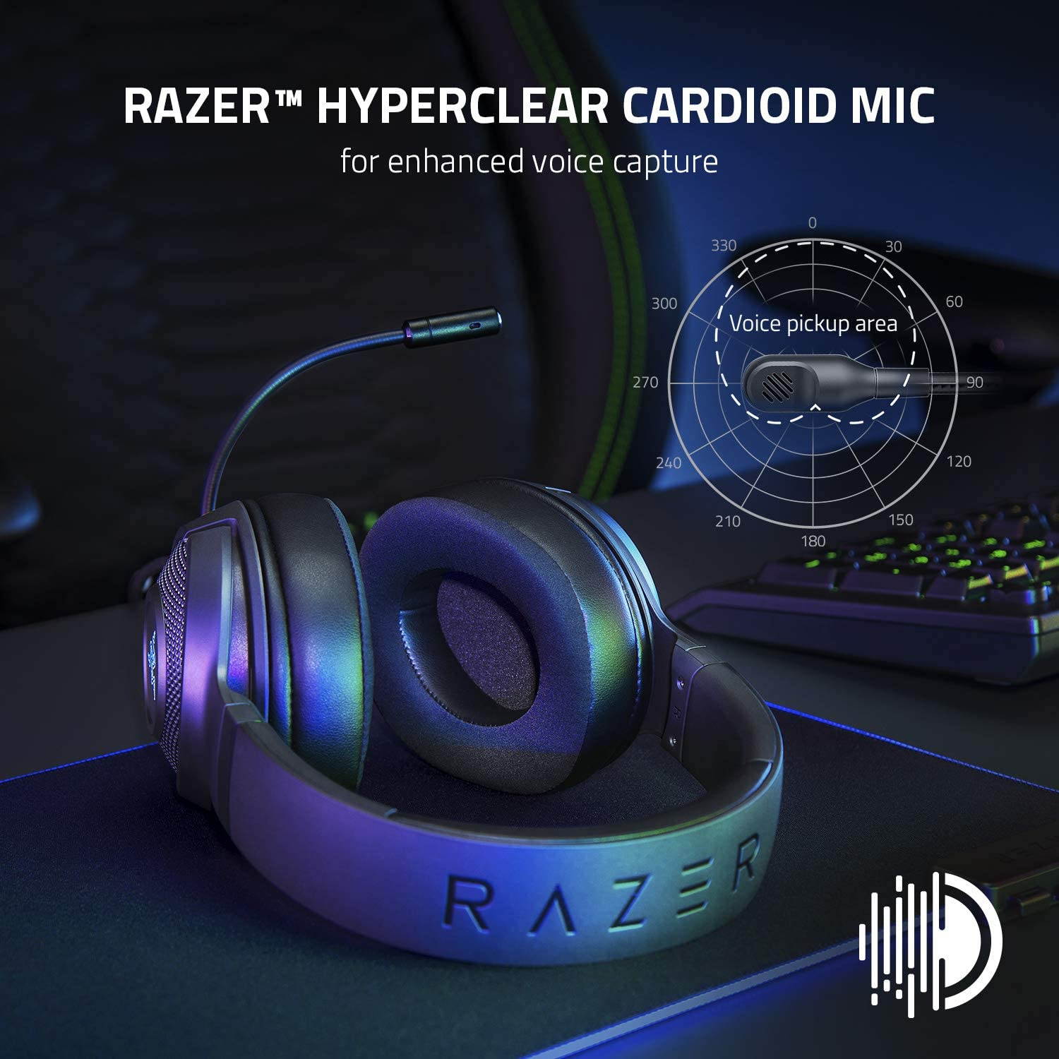 Razer Kraken V3 X Gaming Headset: 7.1 Surround Sound - Triforce 40mm Drivers - HyperClear Bendable Cardioid Mic - Chroma RGB Lighting - for PC - Classic Black