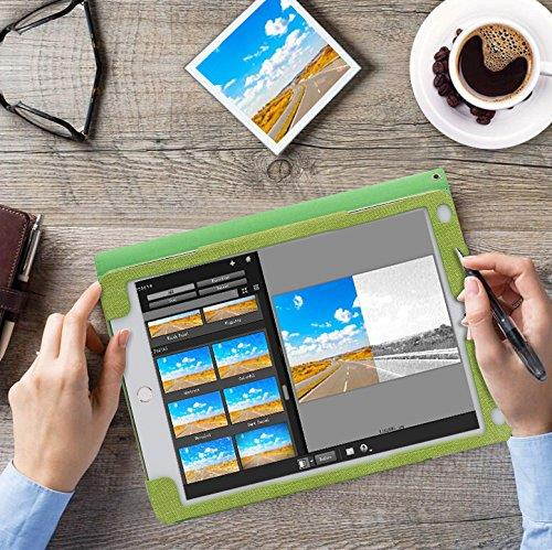 FYY Case for iPad 9.7 2018/2017 - Folio Case Stand Cover with Card Slots,Note Holder,Hand Strap for iPad 9.7 Case 2018/2017/iPad Air 2/iPad Air (with Auto Wake//Sleep Feature) Green+Navy