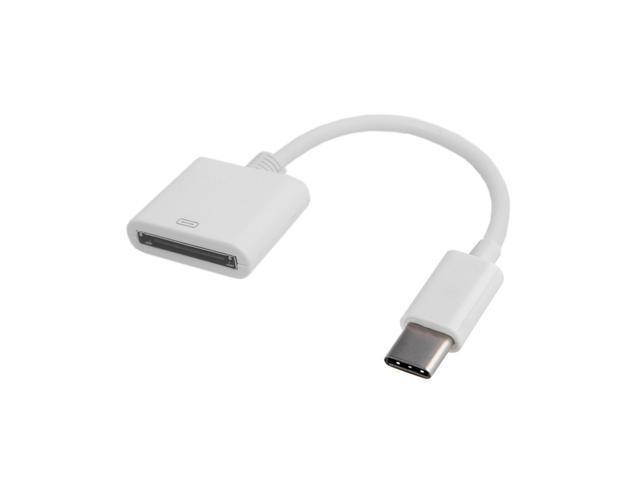 Dock Connector 30Pin Female to USB 3.1 Type-C USB-C Male Data and Power Charge Adapter Cable White for Phone Tablet