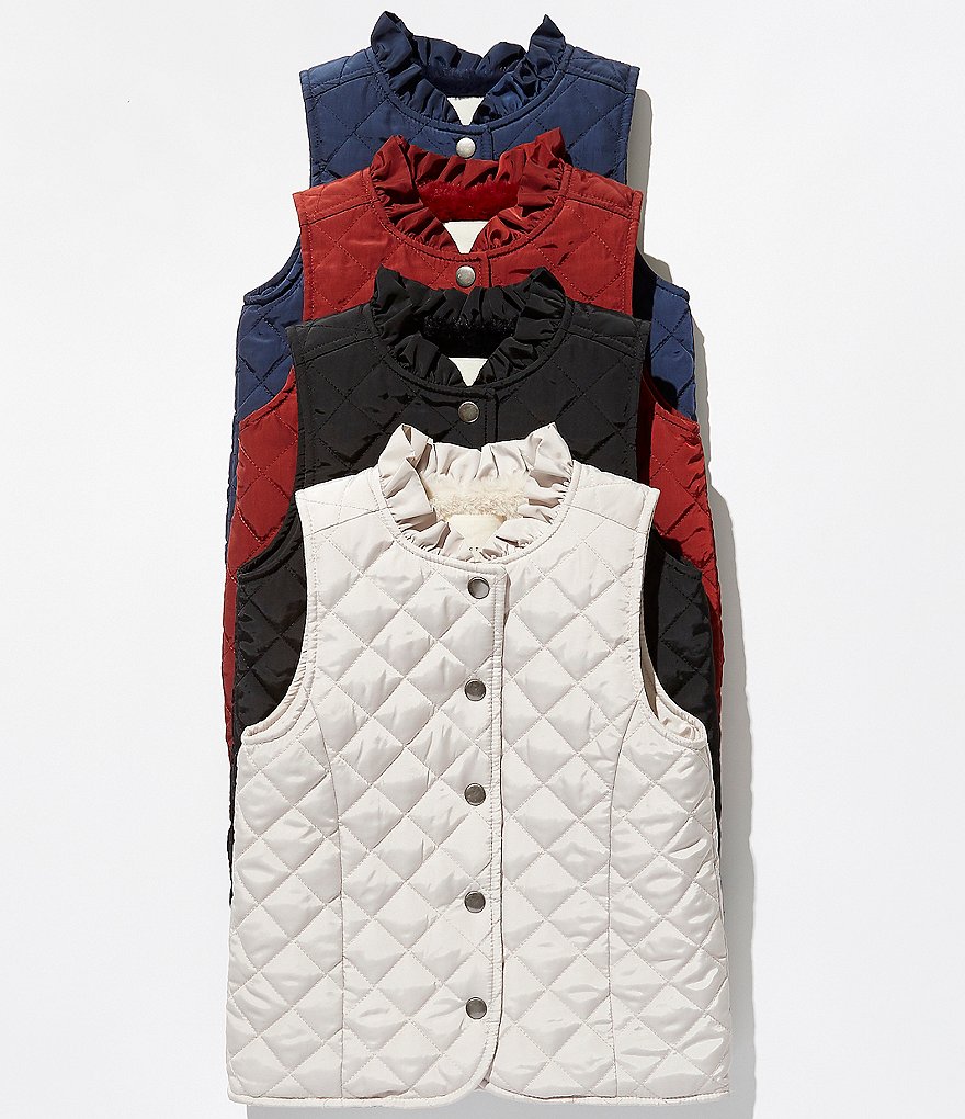 Copper Key Little Girls 2T-6X Ruffle Collar Quilted Vest