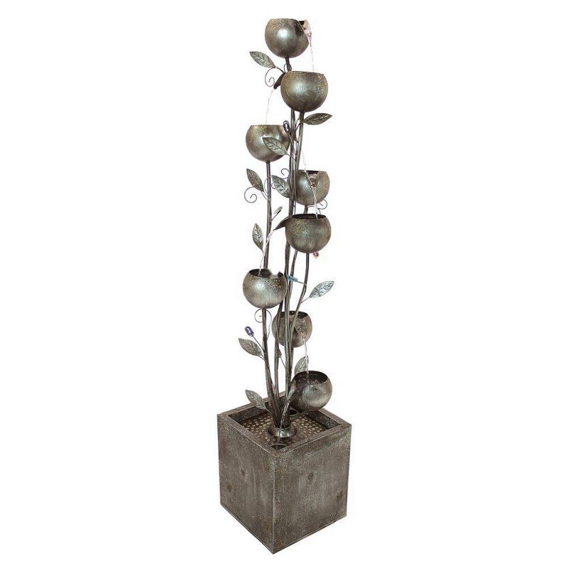 Abstract Floral Cascding Metal Tower Fountain - Acorn Hollow