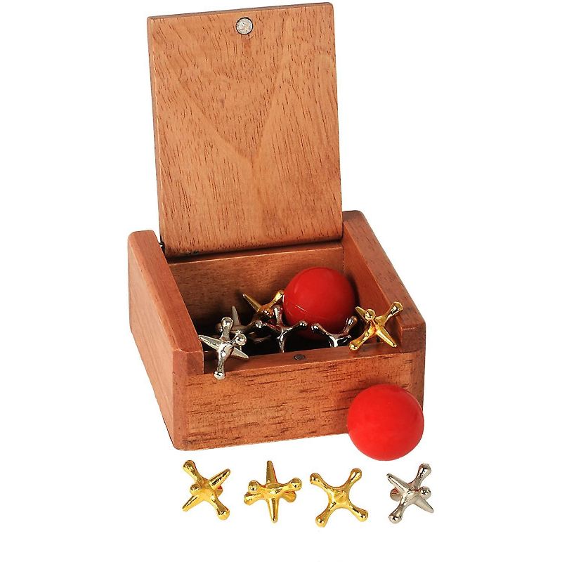 WE Games Old-Fashioned Metal Jacks in a Wooden Box