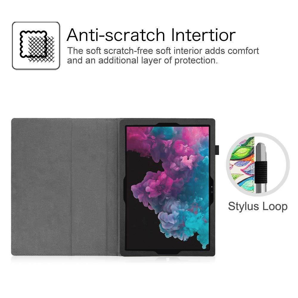 Fintie Surface Pro 6 Case - Premium Vegan Leather Folio Stand Cover with Stylus Holder, Compatible with Microsoft Surface Pro (5th Gen) / Pro 4 / Pro 3 and Type Cover Keyboard (Love Tree)
