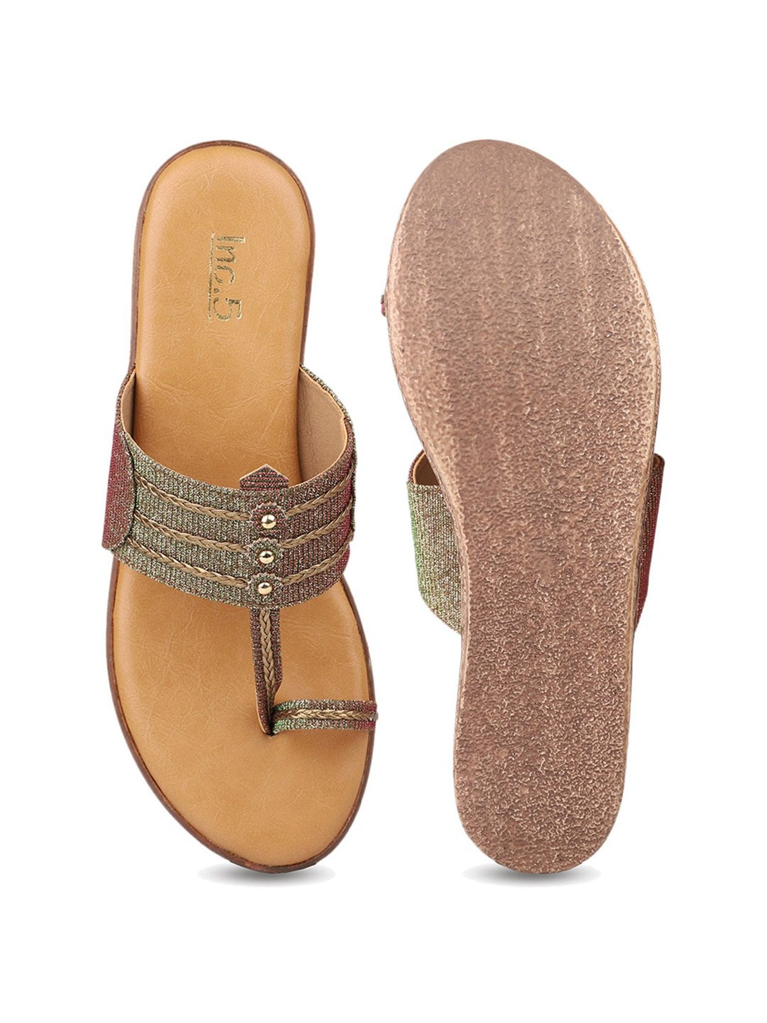 Inc.5 Women's Antique Gold Toe Ring Wedges