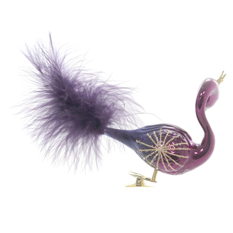 Golden Bell Collection 4.0" Merlot & Gold Clip On Peacock Ornament Bird Feather Crown  -  Tree Ornaments