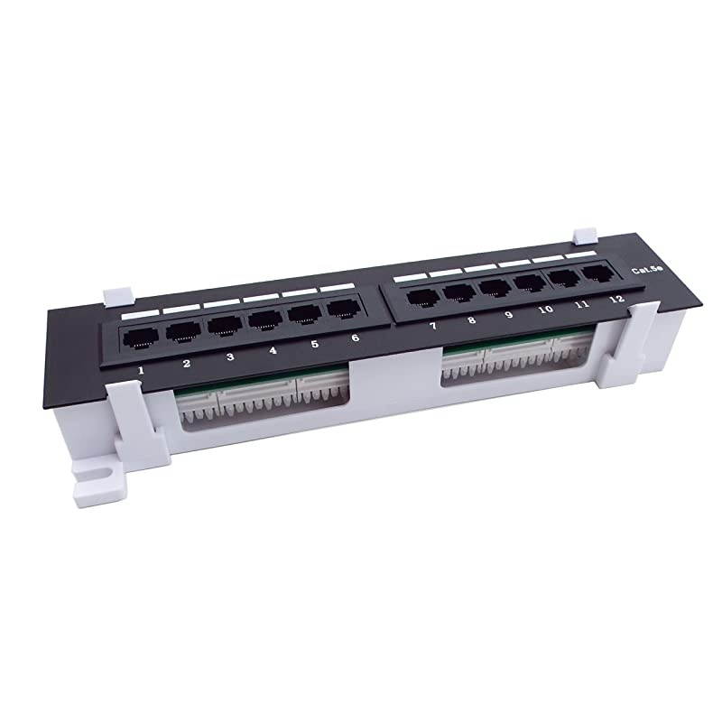 12 Port Vertical Cat5e 110 RJ45 Patch Panel 568A 568B with Bracket