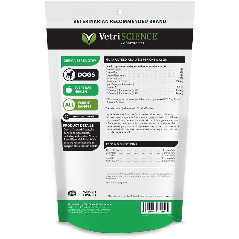Vetriscience Laboratories Derma Strength Everyday Health Bite-Sized Dog Soft Chews, 70 ct
