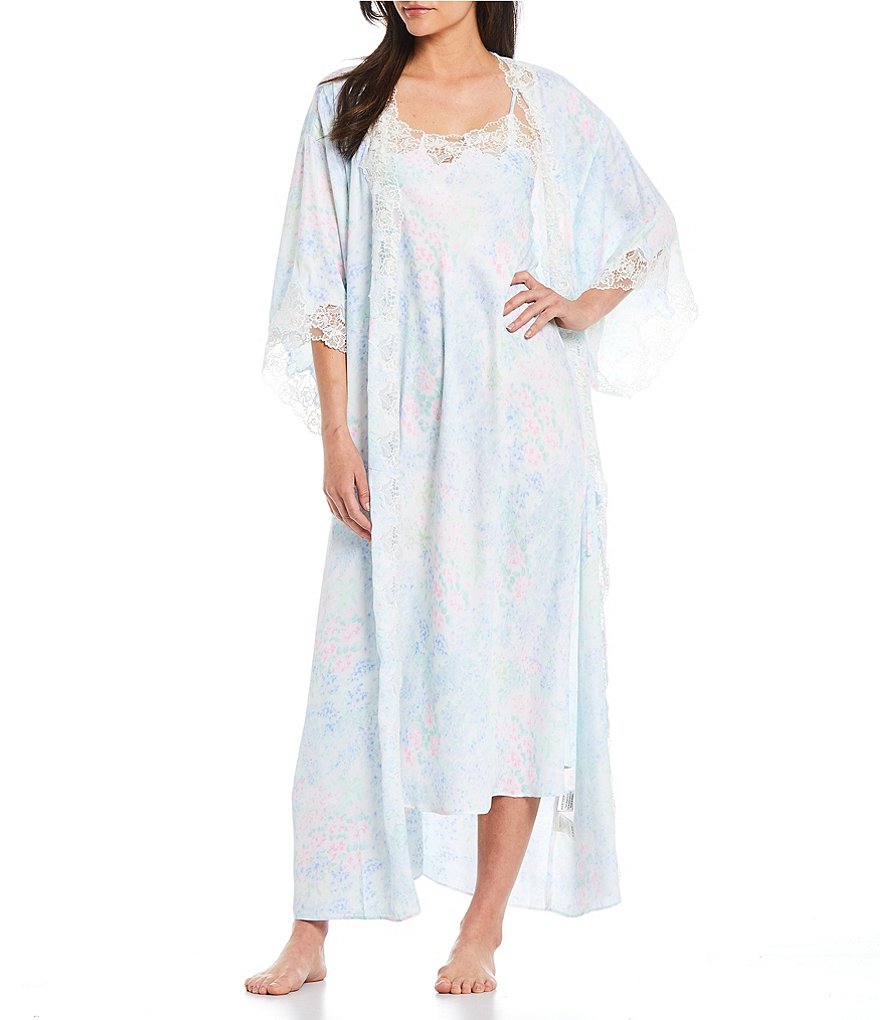 Lauren Ralph Lauren Paisley Print Satin Short Wrap Robe