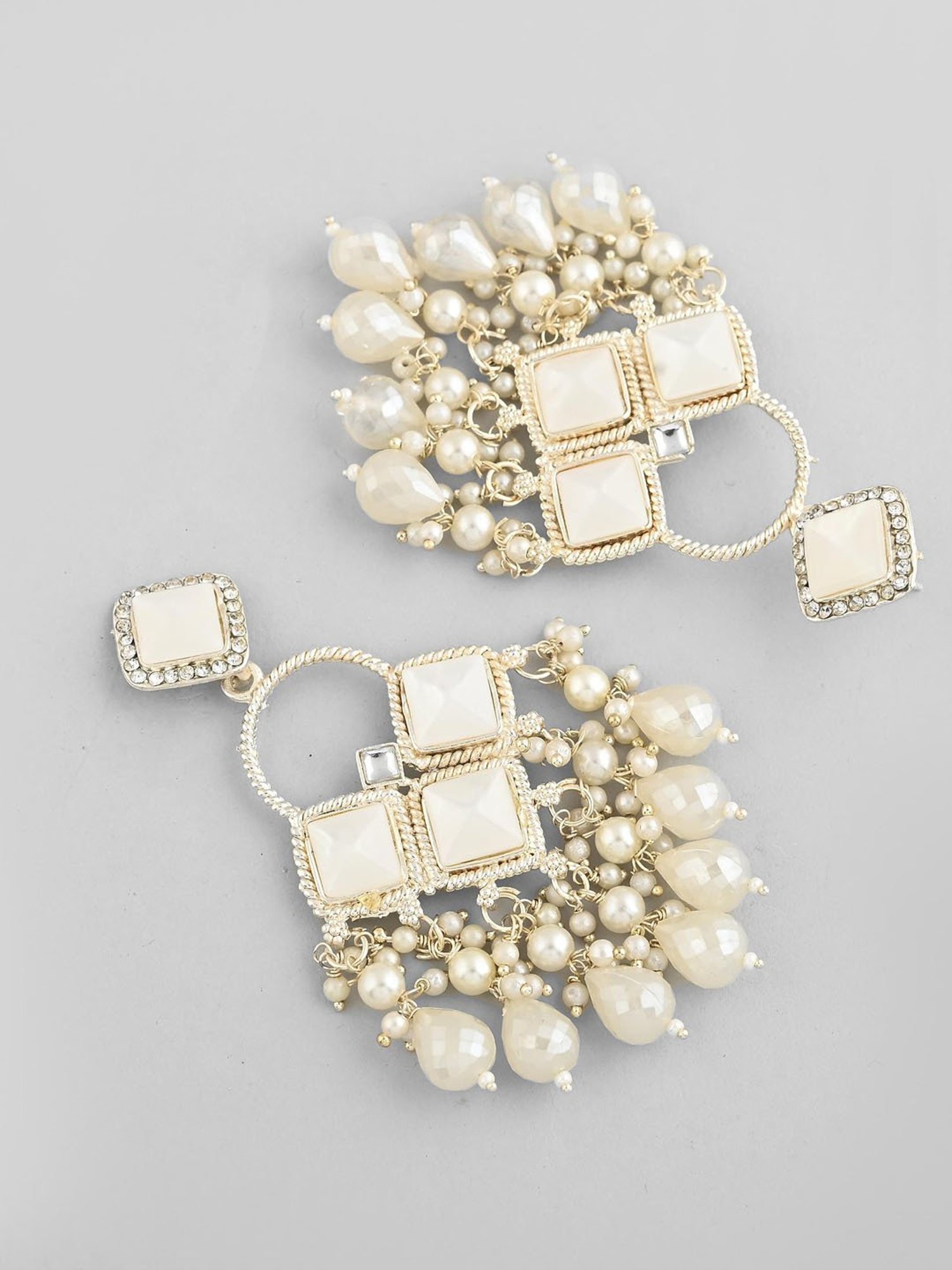 VOJ Gold Plated Geometrical Shaped Classic Drop Earrings for Women