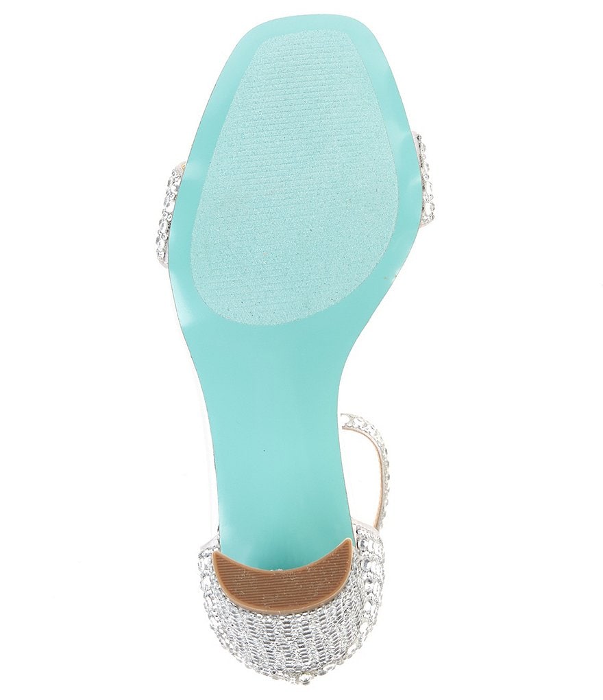 Blue by Betsey Johnson Rina Oversized Rhinestone Embellished Ankle Strap Dress Sandals