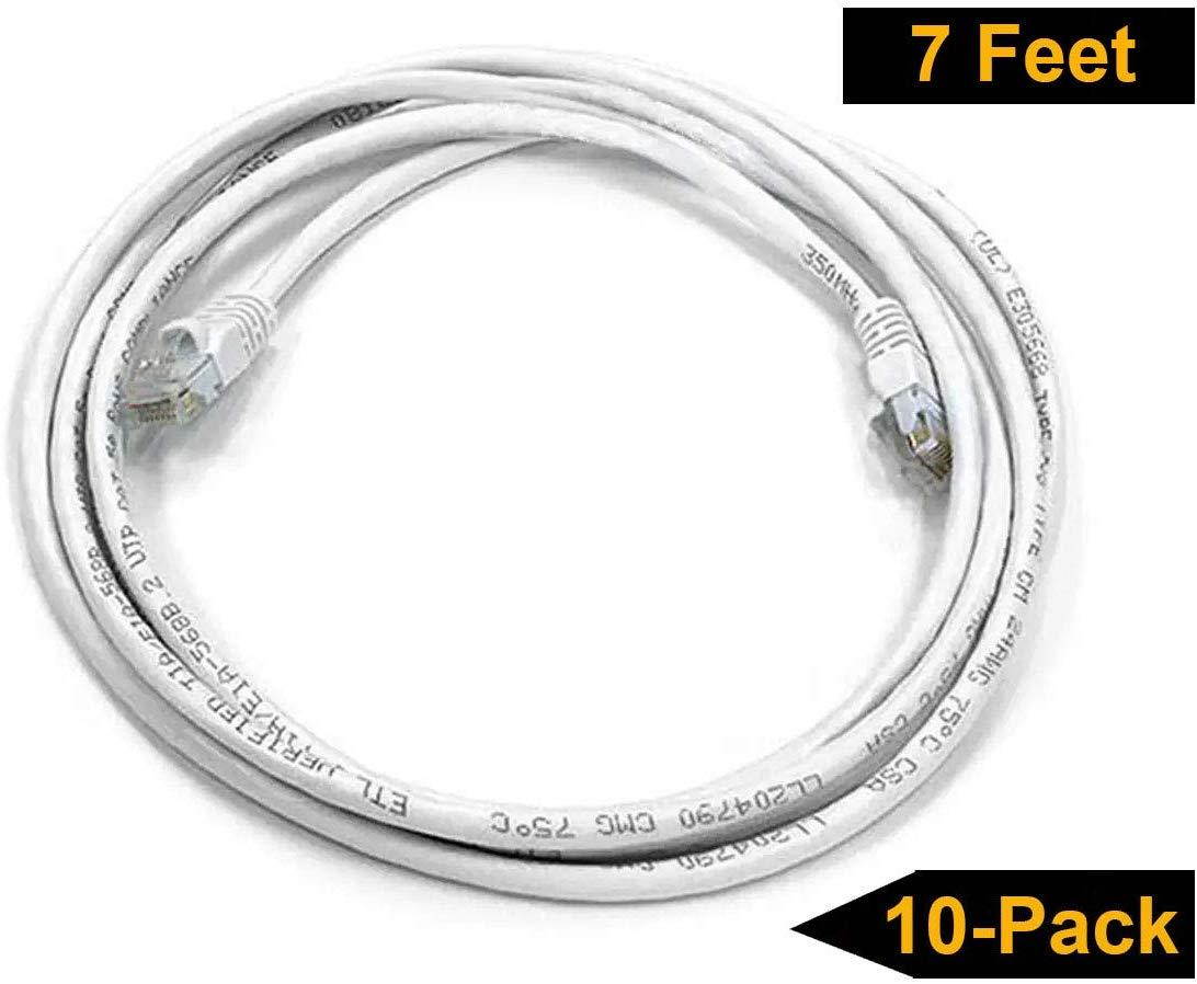 iMBAPrice 7 ' Cat5e Network Ethernet Patch Cable, 10 Pack, White (IMBA-CAT5-07WT-10PK)
