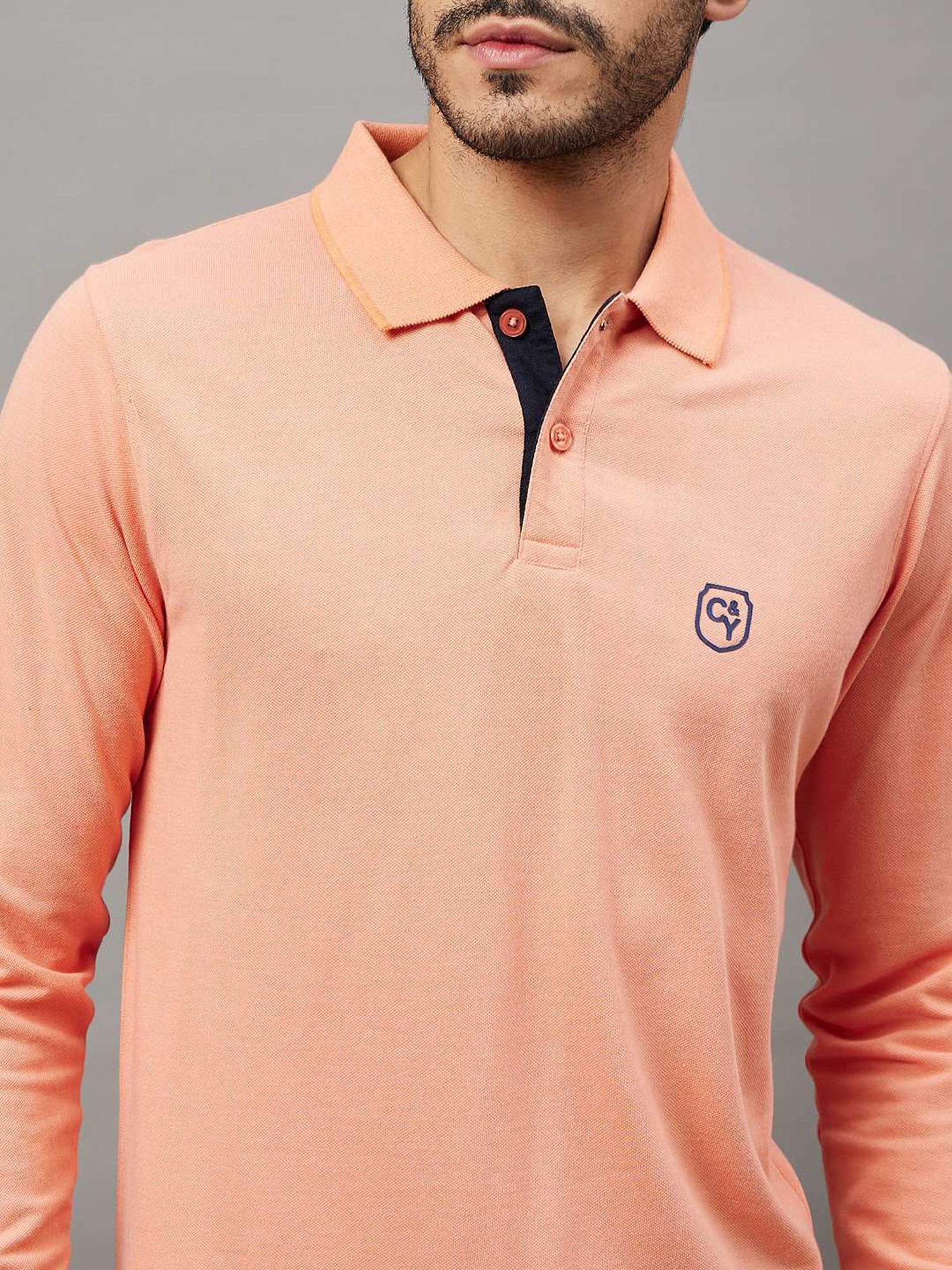 Club York Peach Regular Fit Polo T-Shirt