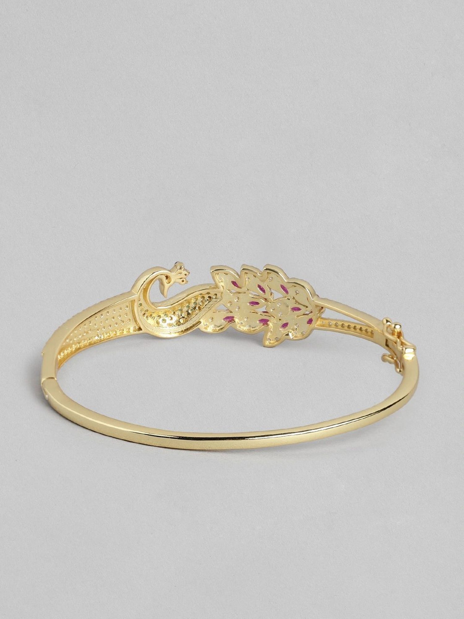 Zavya Feathered Fantasy Gold Plated 925 Sterling Silver Peacock Bracelet