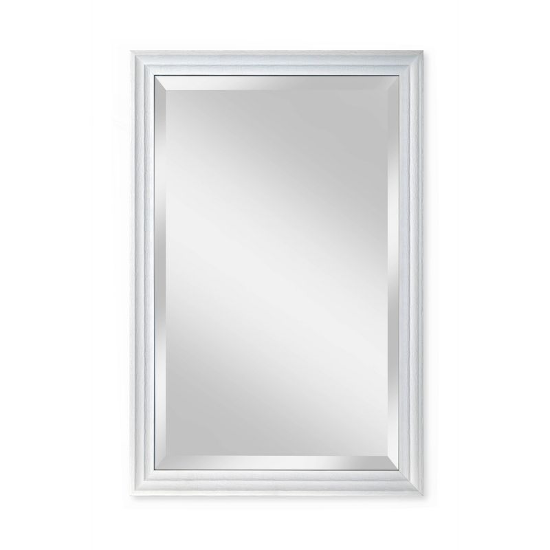 24" X 36" Meadow Framed Beveled Glass Wall Mirror Whitewash - Alpine Art & Mirror