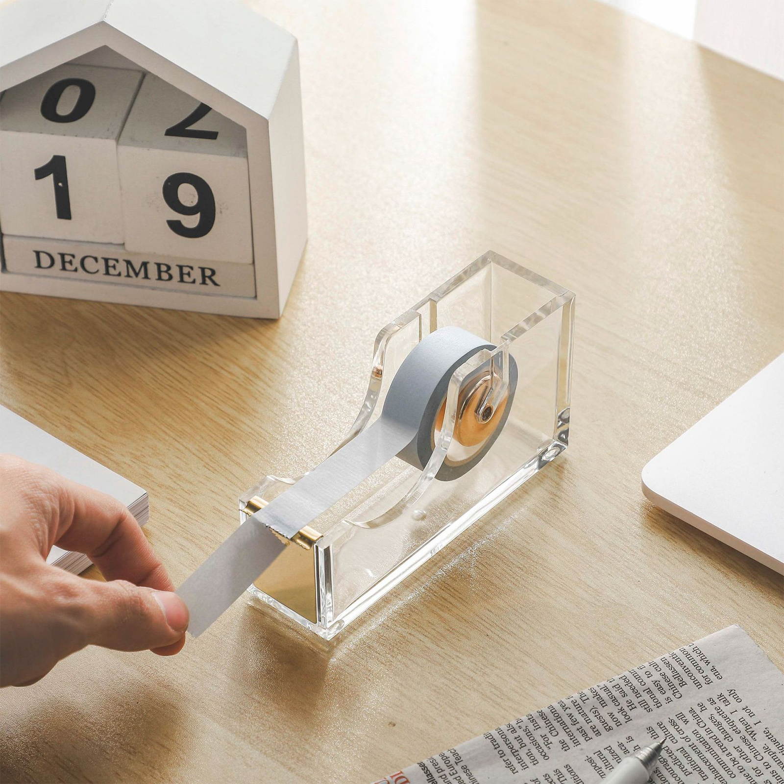 1pc Tape Seat Acrylic Tape Cutter Tape Cutting Tool Tape Base Tape Mount for School