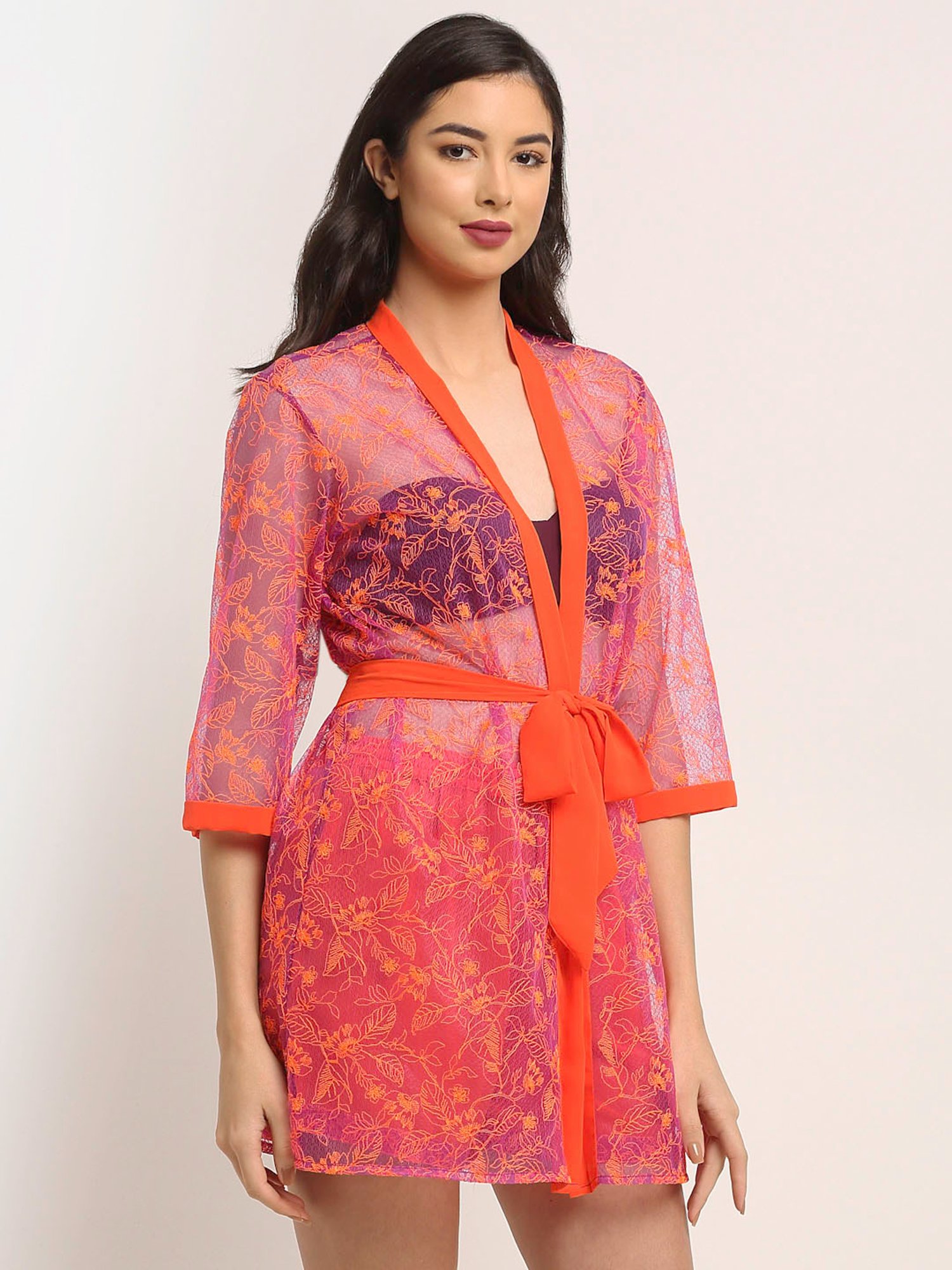 Erotissch Purple Floral Print Beachwear Co-Ord Set