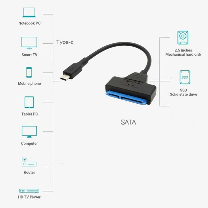 USB 3.1 Type C to SATA III II I HDD SSD 2.5" Hard Drive Adapter Cable