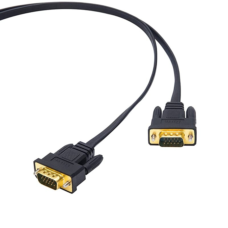 10m Ultra Thin Flat Computer Monitor VGA Cable Long 32 Feet Male to Male 15 Pin Connector Standard SVGA Wire Black