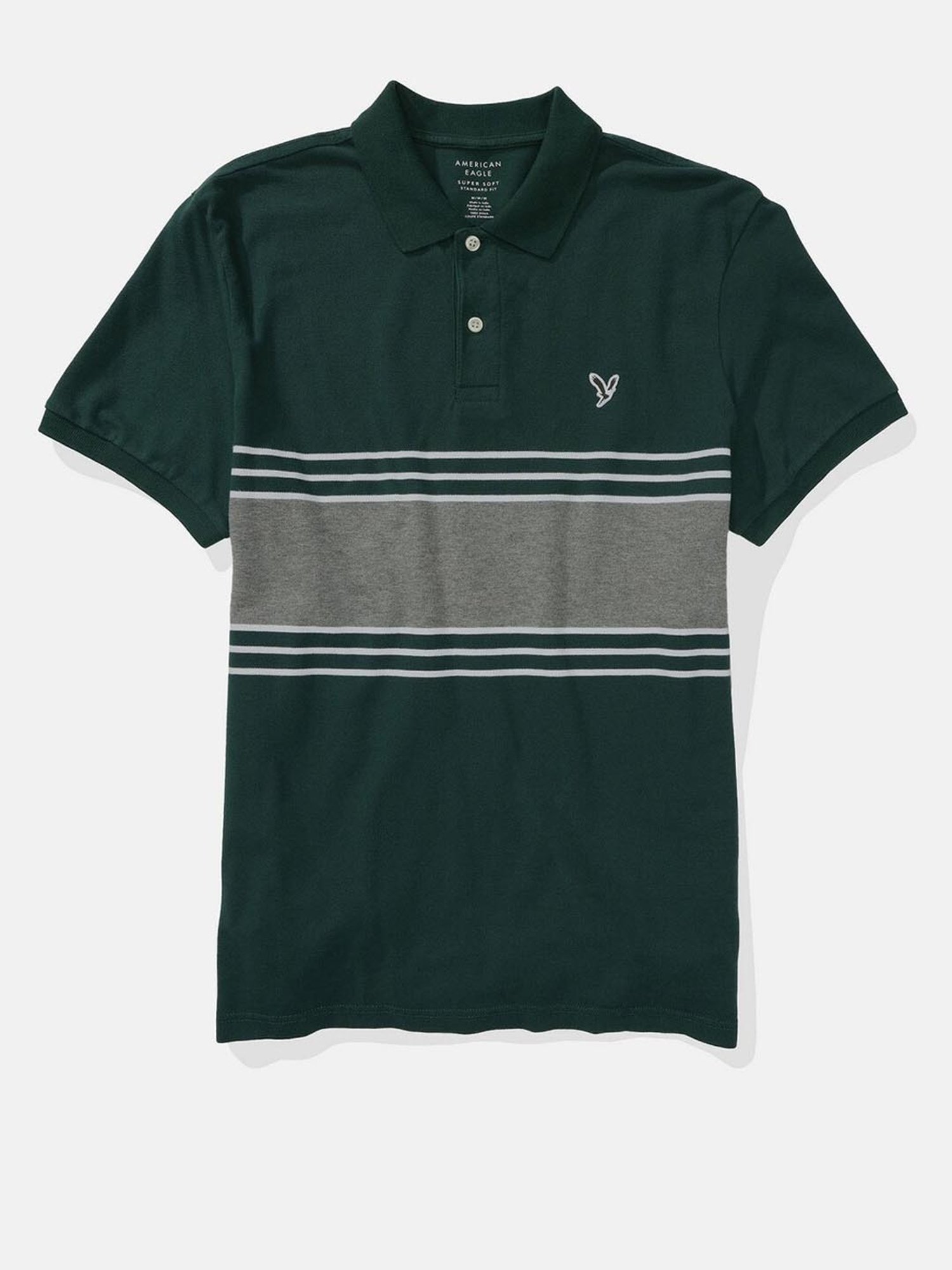 American Eagle Outfitters Green Regular Fit Colour Block Polo T-Shirt