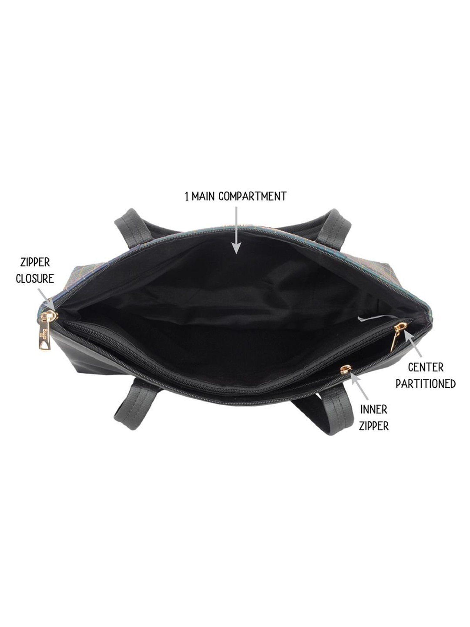 Baggit Magen Black PU Checks Laptop Messenger Bag