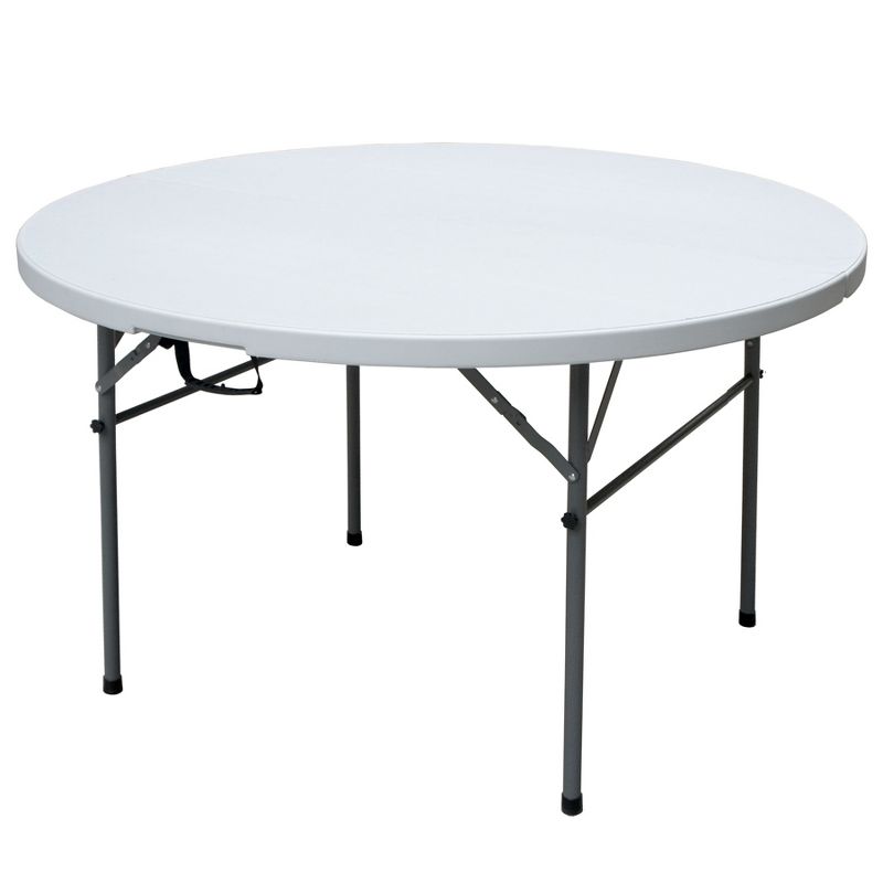 Plastic Development Group TGT8902 Outdoor/Indoor 4 Foot Diameter Fold In Half Plastic Resin Round Folding Banquet, Dining, Card Table, White