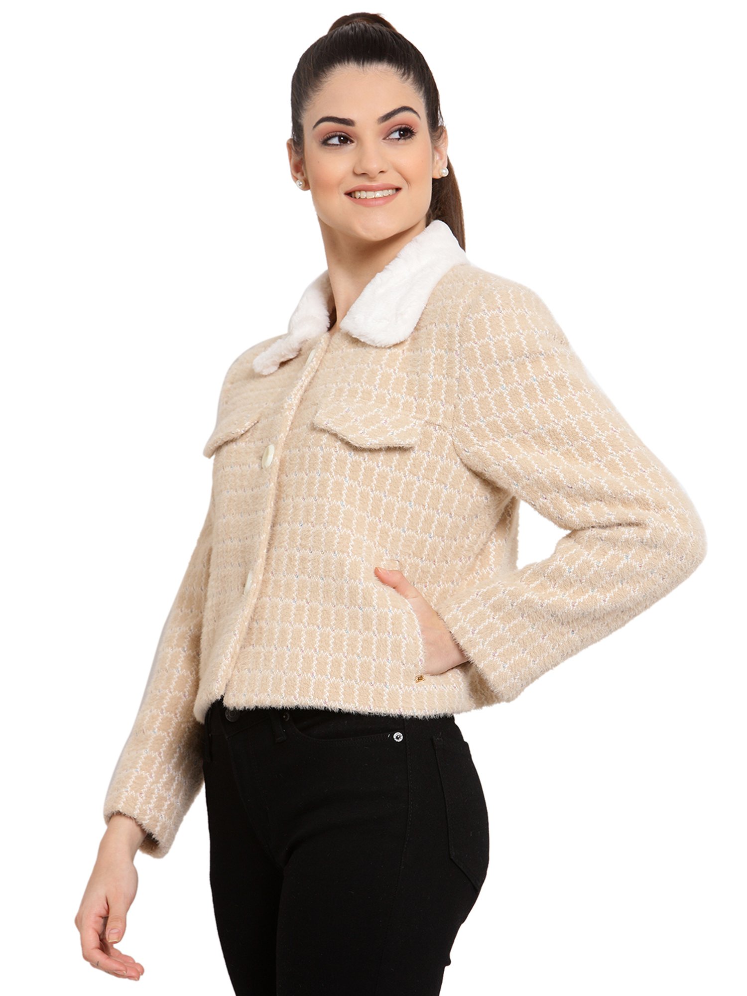 Juelle Beige Full Sleeves Casual Jacket