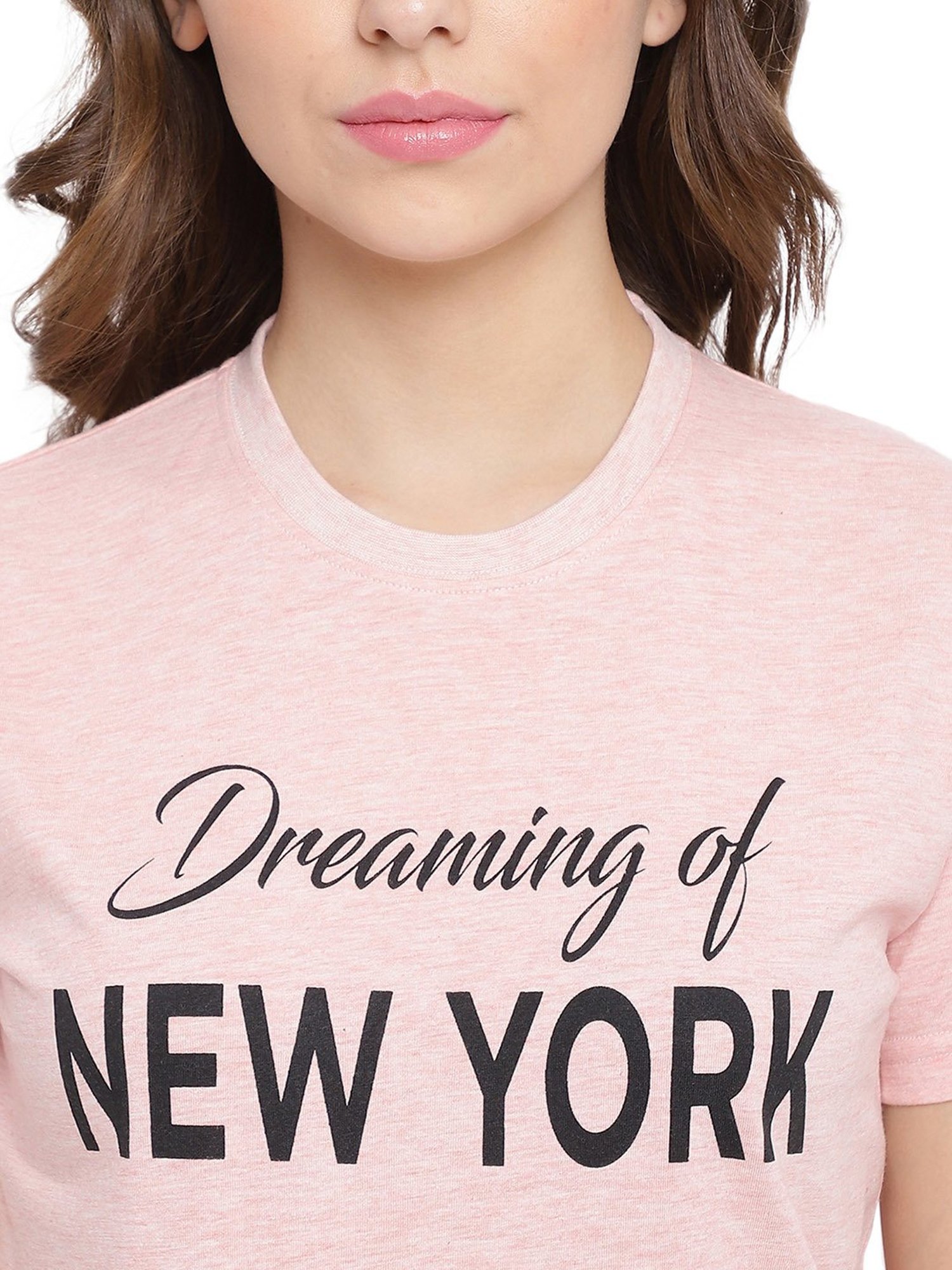 La Intimo Pink Printed T-Shirt With Pyjamas