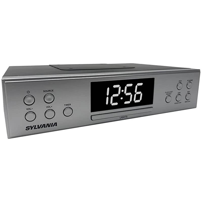 SKCR Under Cabinet Clock Radio Music System with Bluetooth Streaming and FM Radio