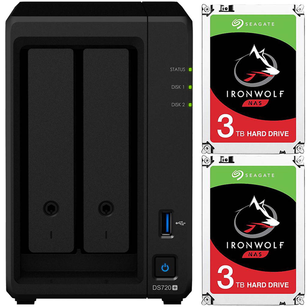 Synology DS720+ DiskStation with 6GB RAM and 16TB (2 x 8TB) of Seagate Ironwolf NAS Drives Fully Assembled and Tested By CustomTechSales