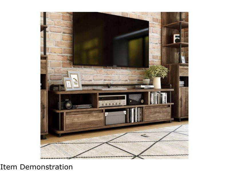 Furniture of America Kembas Rustic Wood TV Stand in Reclaimed Oak