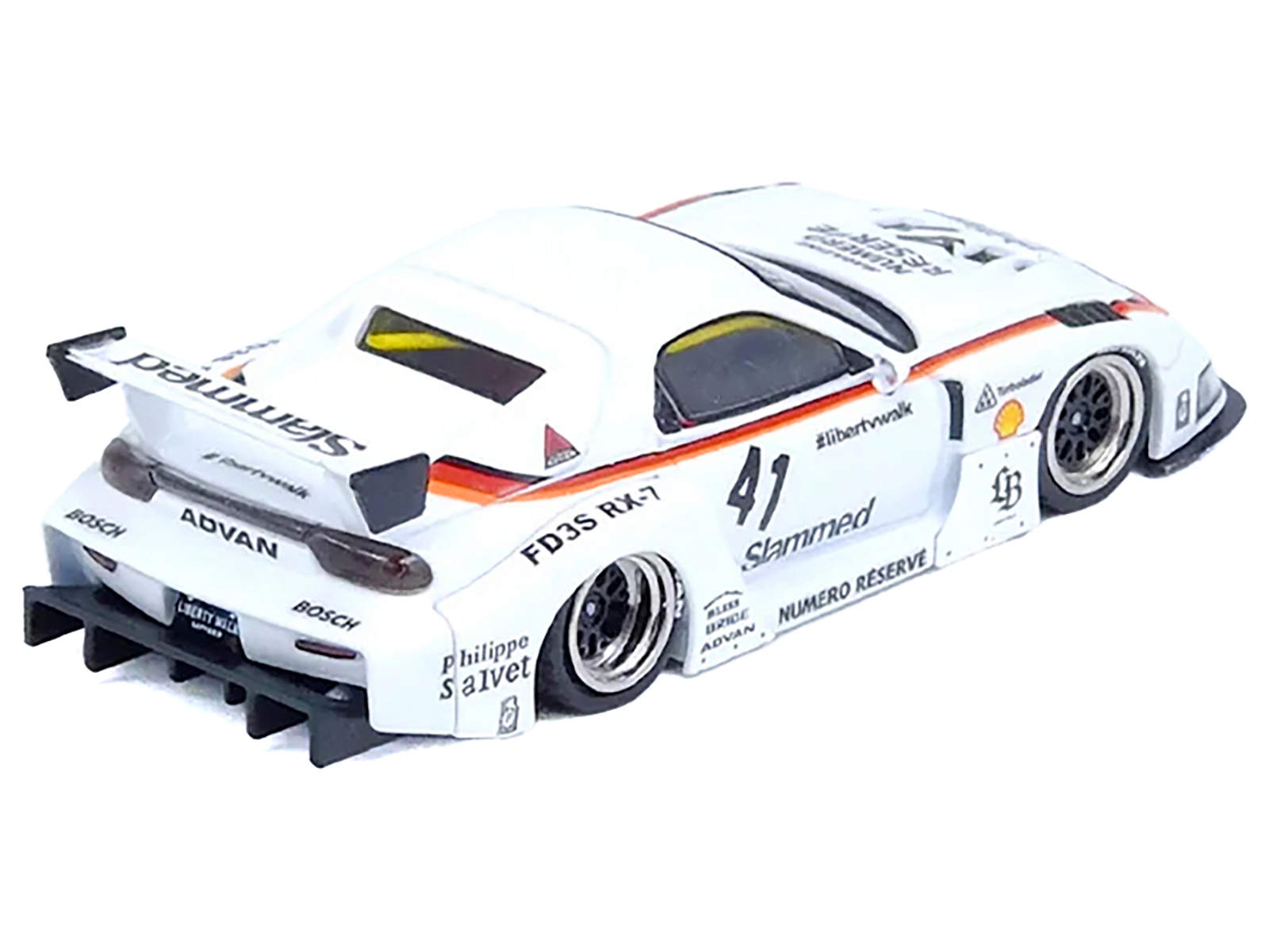 Mazda RX7 (FD3S) LB-Super-Silhouette RHD (Right Hand Drive) #55 Green and Orange with Graphics "Tokyo Auto Salon 2024 - Malaysia Diecast Expo 2024" 1/64 Diecast Model Car by Inno Models