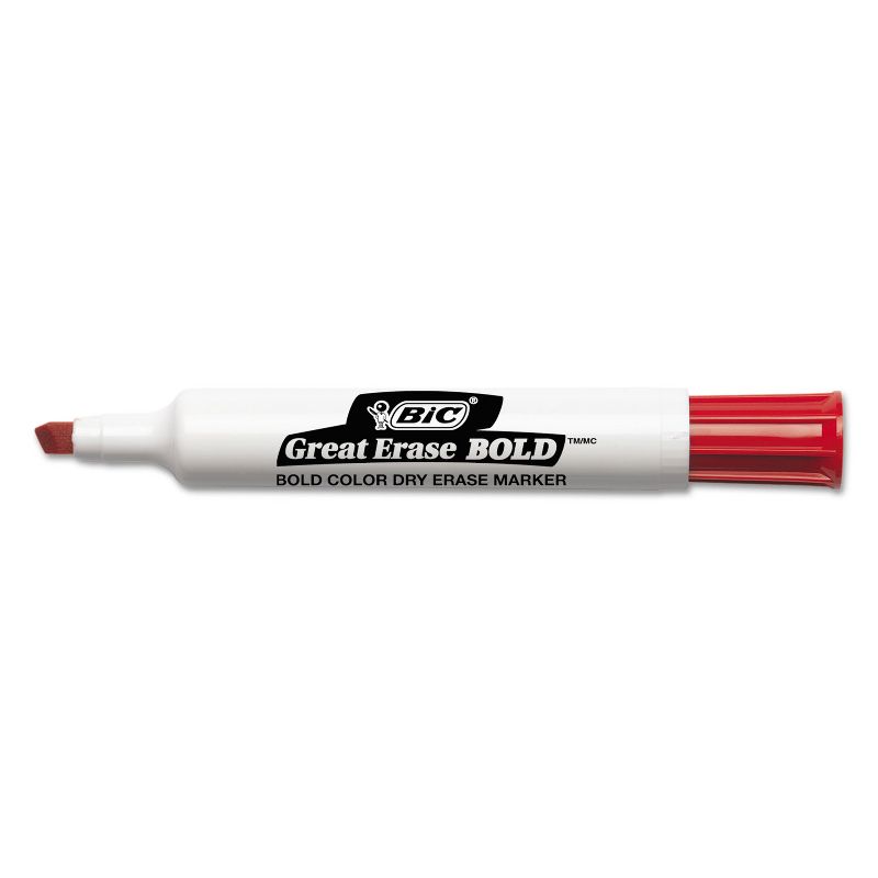 Bic Great Erase Bold Tank-Style Dry Erase Marker Chisel Tip Red Dozen DEC11RD