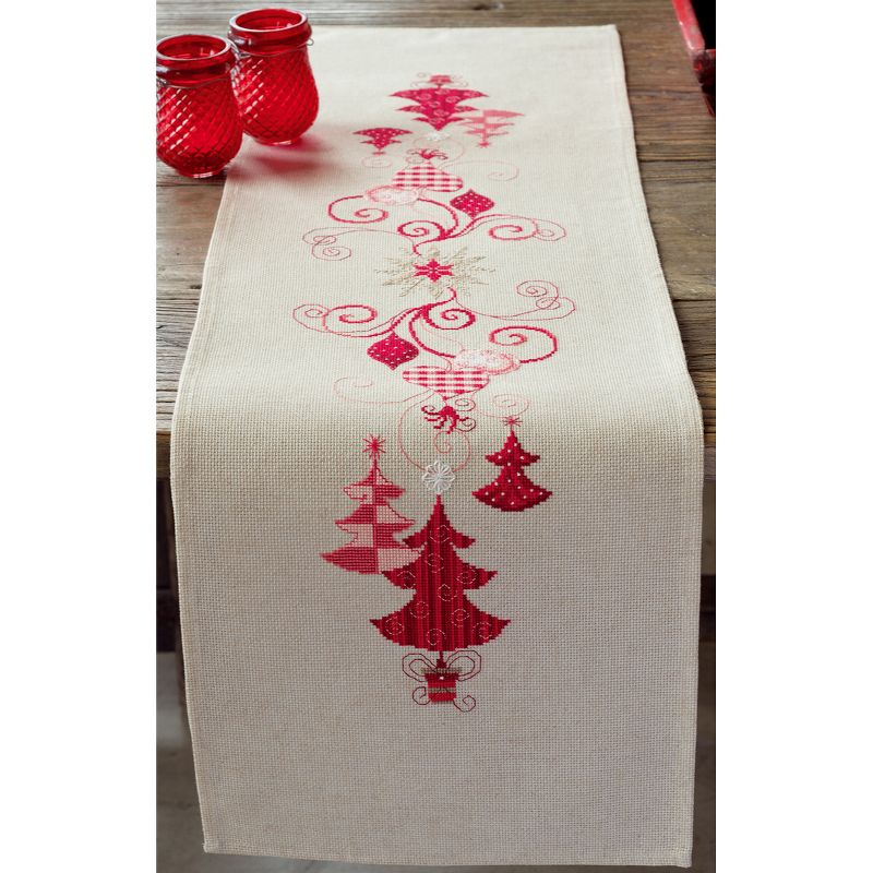 Vervaco Table Runner Counted Cross Stitch Kit 11.6"X40.8"-Red Christmas Decor (14 Count)