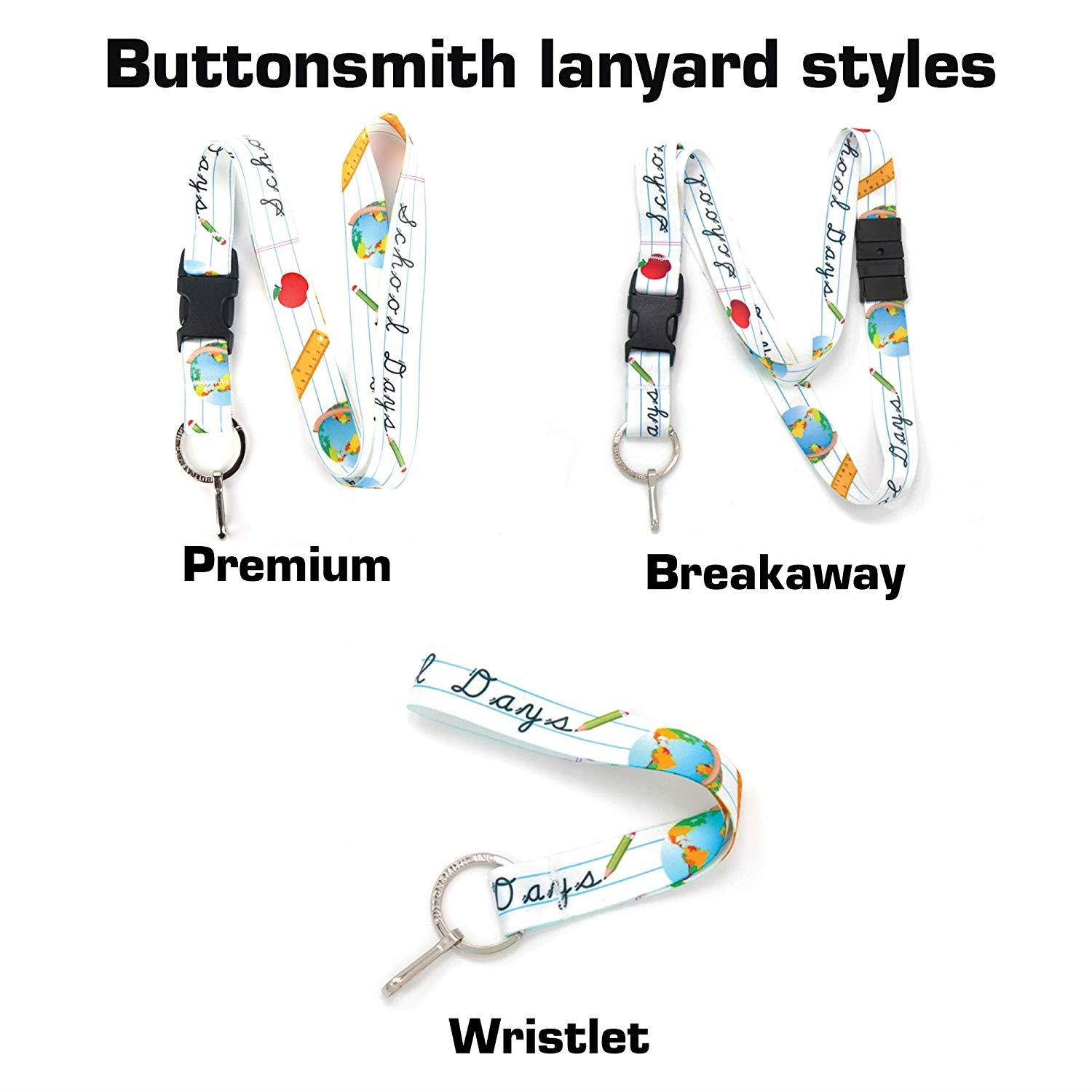 Buttonsmith School Days Premium Lanyard with Buckle and Flat Ring - Made in The USA
