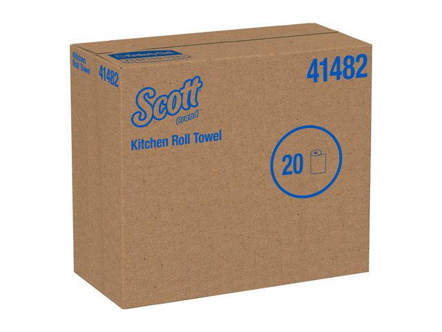 Scott Kitchen Paper Towels (41482) with Fast-Drying Absorbency Pockets, Perforated Standard Paper Towel Rolls, 128 Sheets / Roll, 20 Rolls / Case