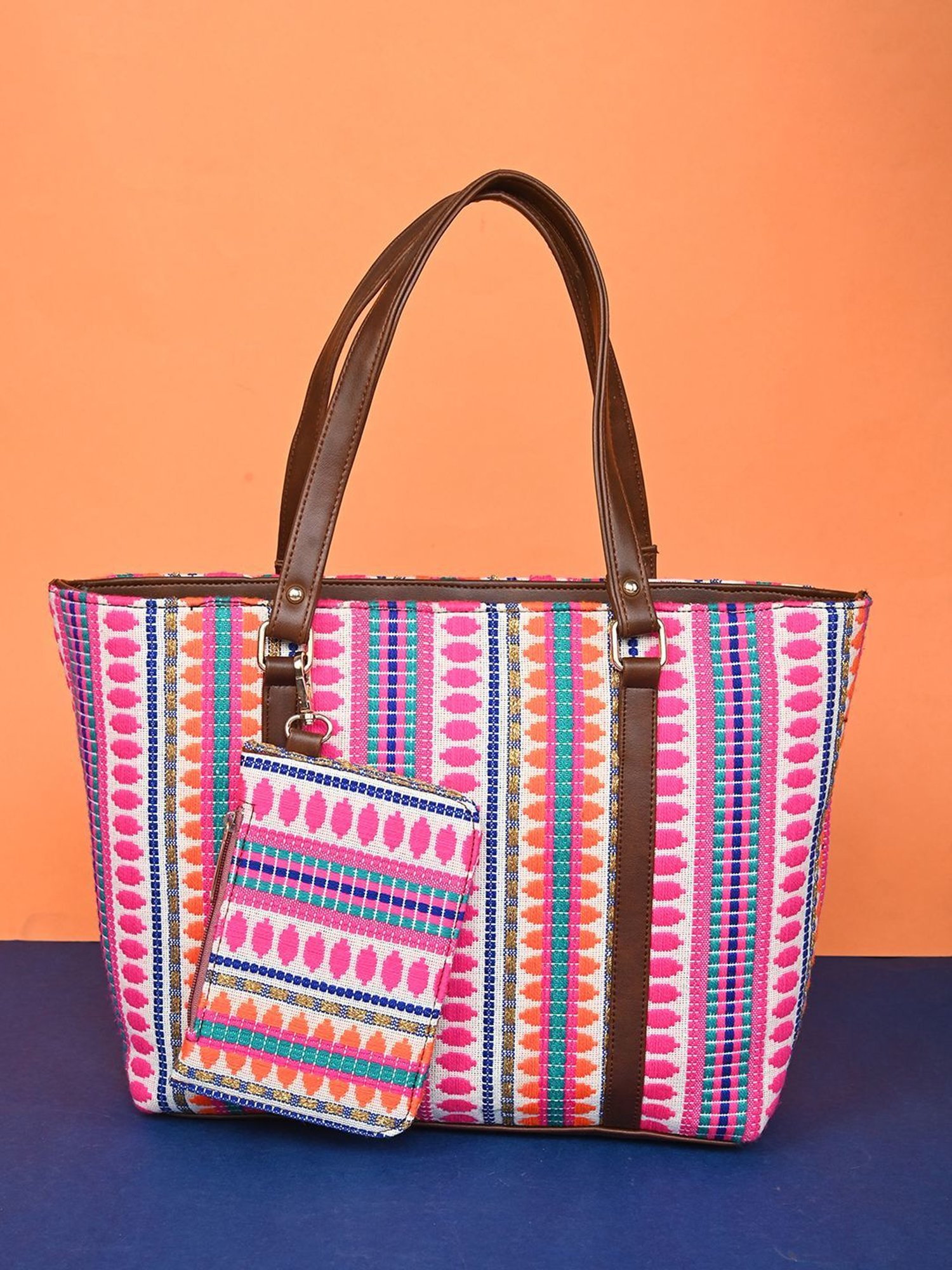 Gaurapakhi Multicolor Printed Large Tote Bag