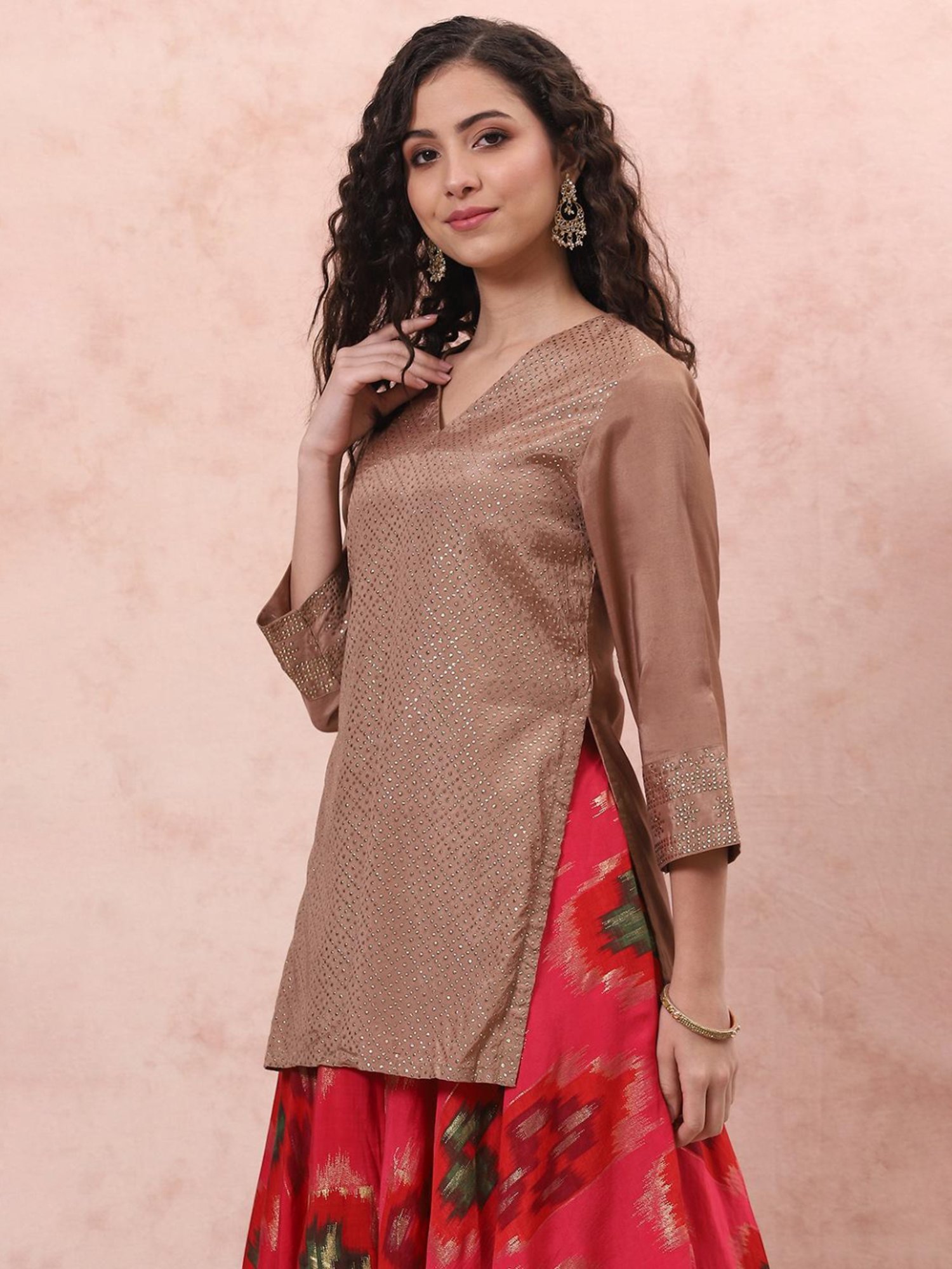 Rangriti Beige Embellished Tunic