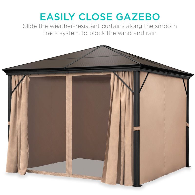 Best Choice Products 10x10ft Hardtop Gazebo, Outdoor Aluminum Canopy for Backyard, Garden w/ Side Curtains, Netting