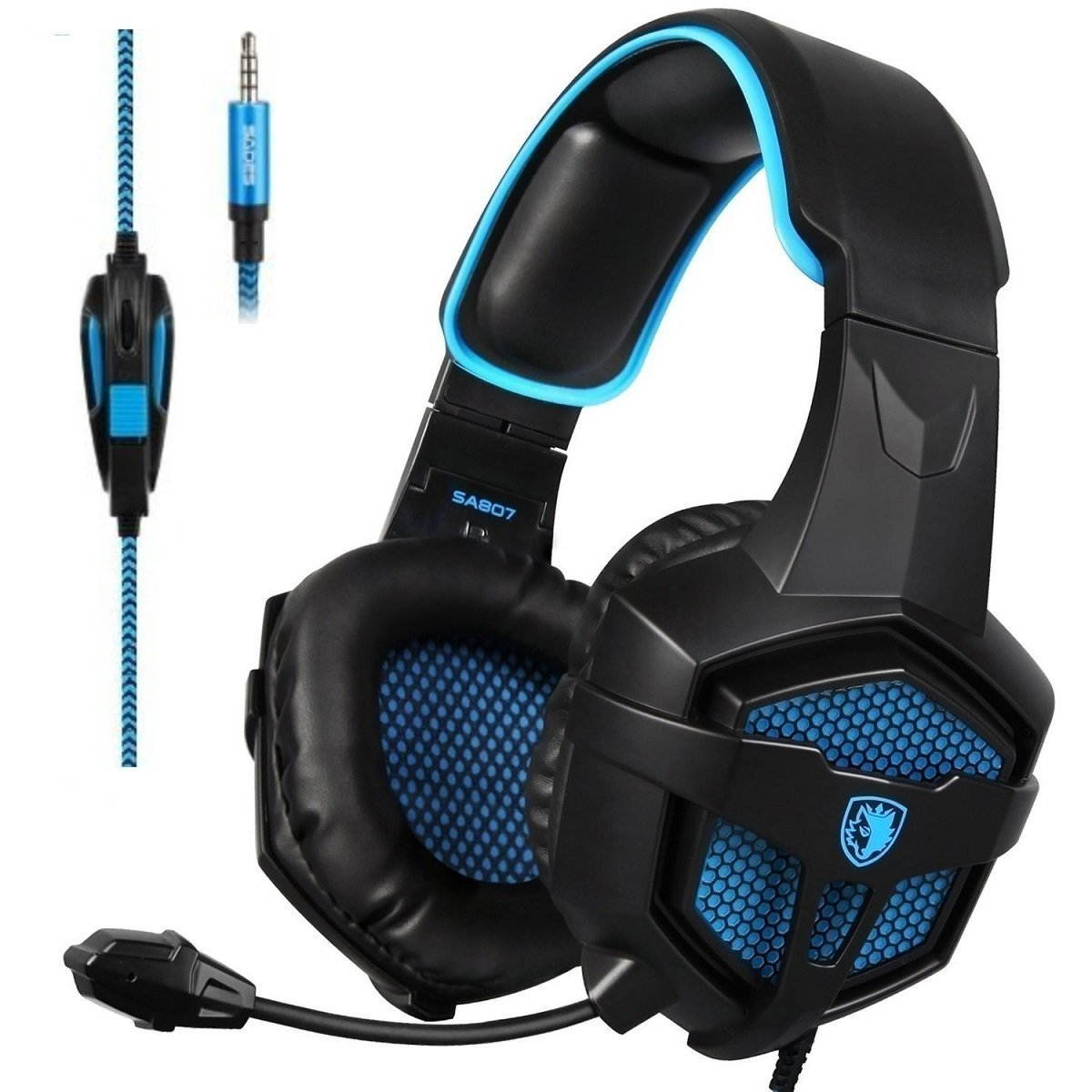 Sades sades807 Gaming Headsets Headphones For New Xbox one PS4 PC Laptop Mac Mobile, Black & Blue