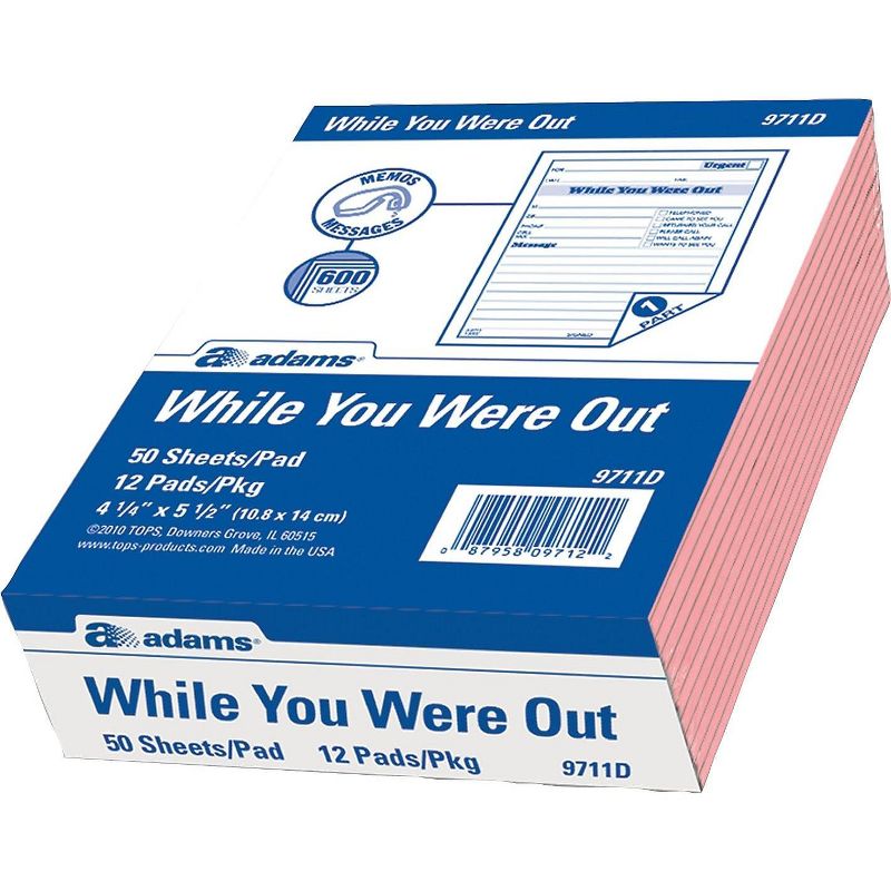 Adams Message Pad "While You Were Out" 4"x5" 50 Shts/PD 12/PK PK 9711D