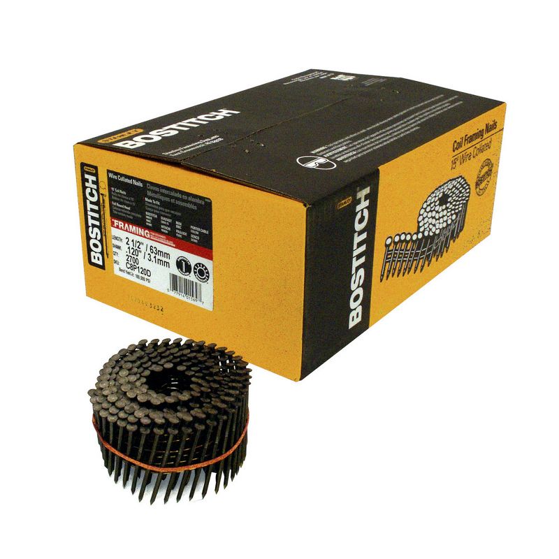 Bostitch C8P120D 2-1/2 in. x 0.120 in. 15 Degree Wire Collated Smooth Shank Stick Framing Nails (2,700-Pack)