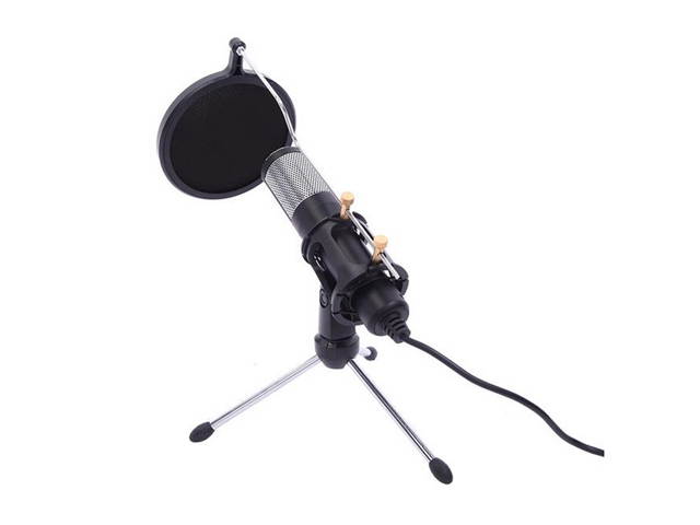 USB Microphone Tripod Stand Set for Game Chat Studio Noise Reduction Microphone,Black,UM01