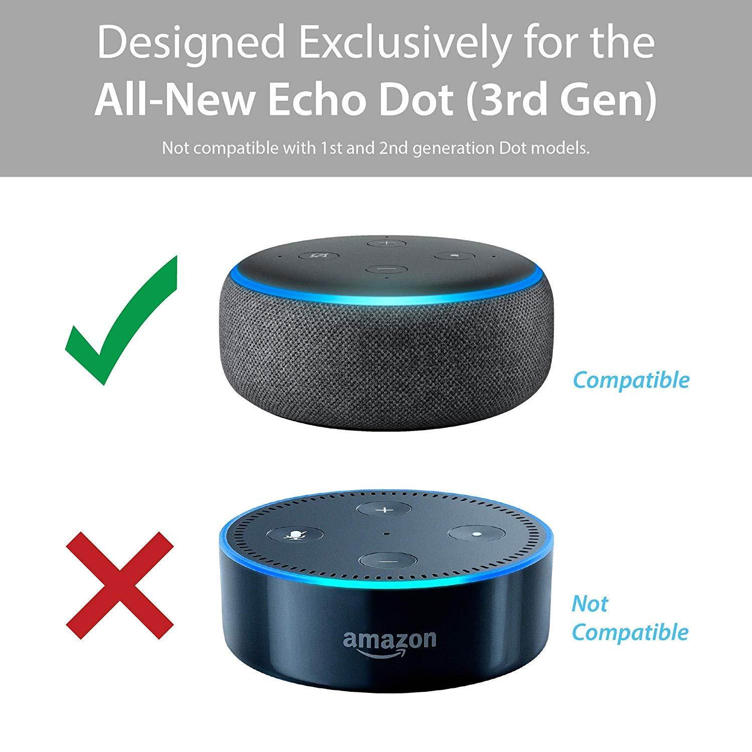 New - TotalMount Echo Dot (3rd Gen) Hole-Free Wall Mount (Black) - Eliminates Need to Drill Holes in Your Wall