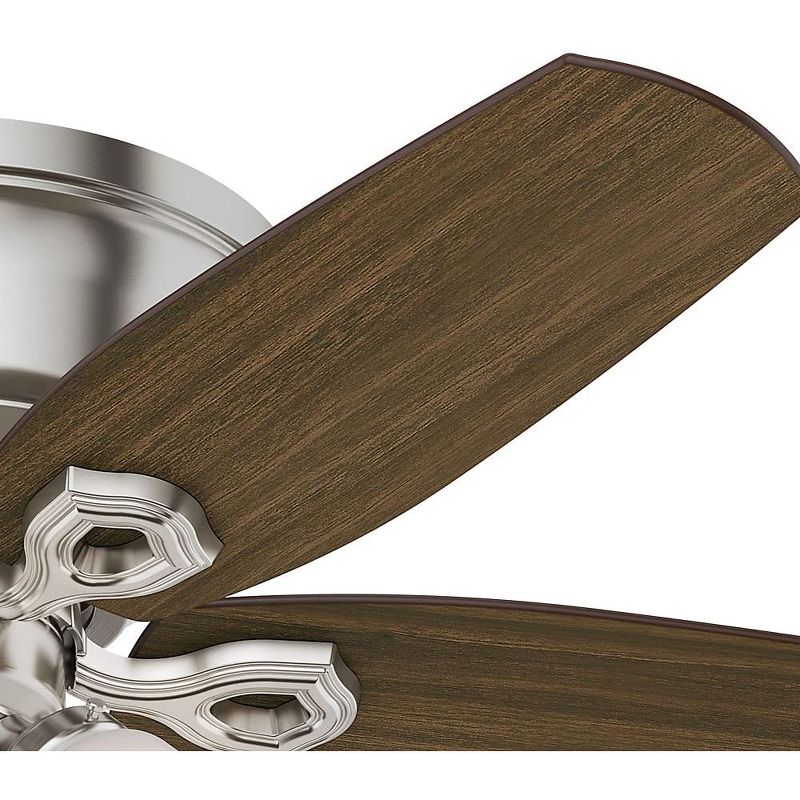 Hunter Fan Company Newsome Low Profile 42 Inch Ultra Quiet Ceiling Fan w/ 3 Energy Efficient LED Lights & Pull Chain Control, Brushed Nickel (2 Pack)